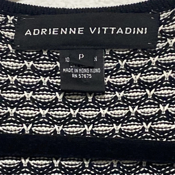 Adrienne Vittadini Cotton Woven Black White Cardigan Size Small - Picture 3 of 4